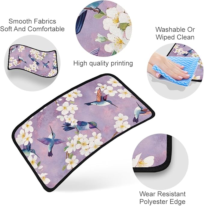 1pc Center Console Armrest Cover Pad 12.6x7.5 inch Flower with Hummingbird Neoprene Car Armrest Cushion Waterproof Armrests Seat Box Cover Protector for Universal Cars Vehicles SUVs