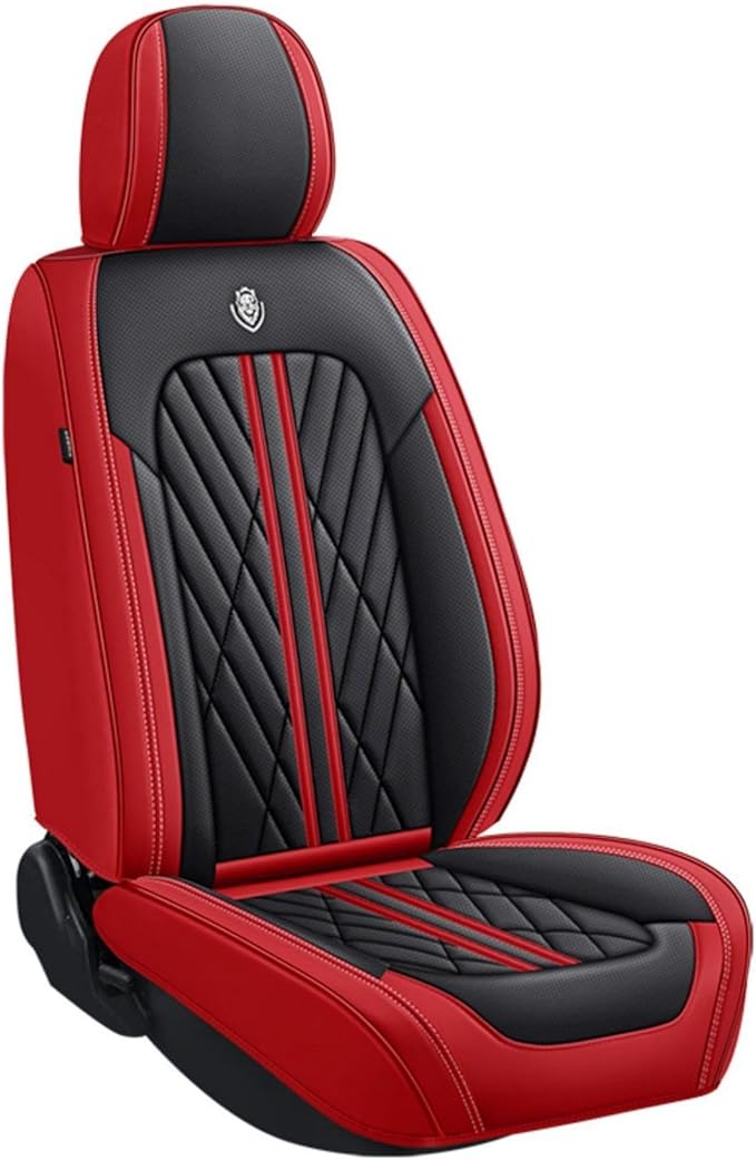 Premium Nappa Leatherette Car Seat Cover Set Custom Fit for Honda CR-V CRV 2000-2023 2024 2025 2026 Water-Proof Breathable Faux Leather Seat Cushion Protectors (Full Set 5 Seats,Black Red)