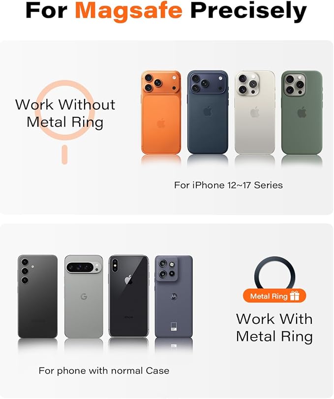 APPS2Car Magnetic Phone Holder for Gym, Alloy Base & Ball Joint, Attach to Metal Surfaces, Dual Magnetic Phone Mount for MagSafe iPhone 12-17 Series