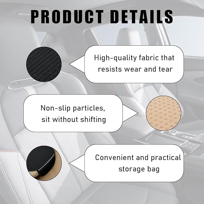 4PCS Car Seat Cover Pad, Breathable Auto Front Seat Bottom Cushion Mat & Seatback Cover, Soft Comfortable Vehicle Full Seat Protector, Universal Truck SUV Car Accessories (Black)