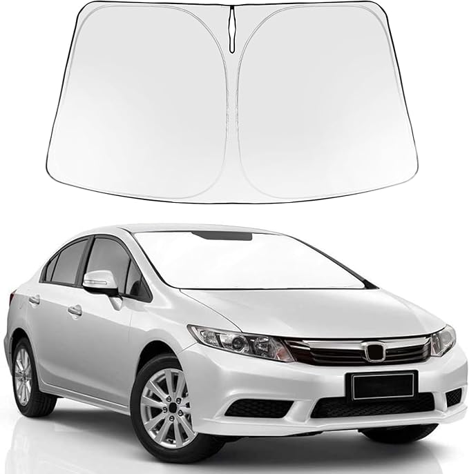 Proadsy 2026 Upgrade Windshield Sun Shade Custom Fit 2012-2015 Civic Foldable Front Sunshade Protector Sun Visor Blocks UV Rays Keep Car Cooler