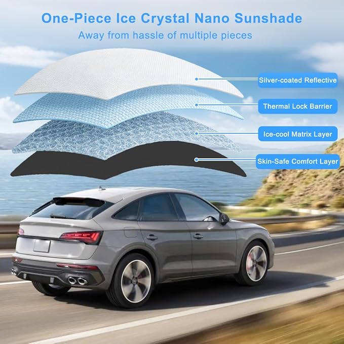 Car Sunroof Compatible with Q5 2009-2017 5-Door SUV, Foldable Glass Roof Sunshade with Storage Bag, Heat Insulation Sun Protection Roof Interior Sunshade