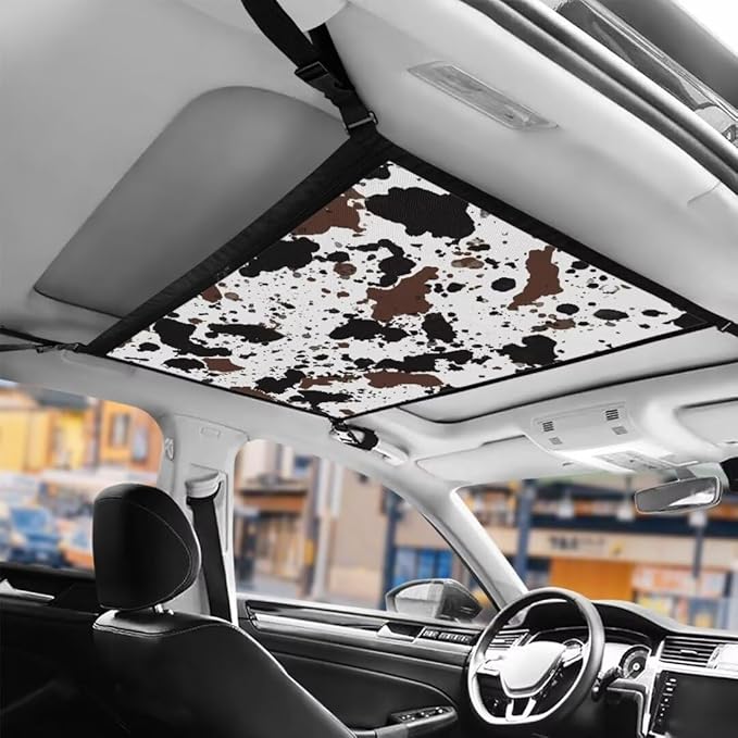 Cow Spot Pattern Auto Seat Storage Hanging Bag Multi-Purpose Seat Organizer for Vehicle Passenger Seat Organization and Storage One Size