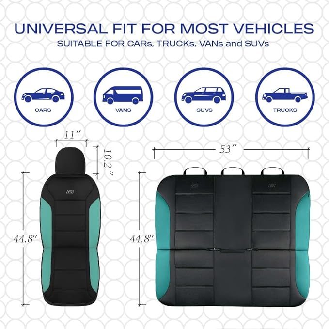 Skechers Memory Foam Car Seat Covers,Fabric Car Seat Protection Thick Memory Foam, Seat Cover for Cars Airbag Compatible, Automotive Comfort Protection for Most Cars,Trucks, SUVs,Green