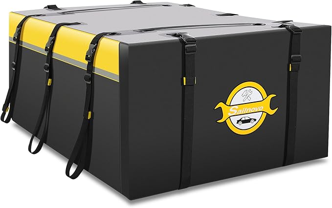 Sailnovo Rooftop Cargo Carrier 20 Cubic, Waterproof Car Roof Bag Soft-Shell Carriers Top Luggage Storage with Slip Mat, 6 Door Hooks & Heavy-Duty PVC for All Vehicle Roof with/Without Rack Cross Bar