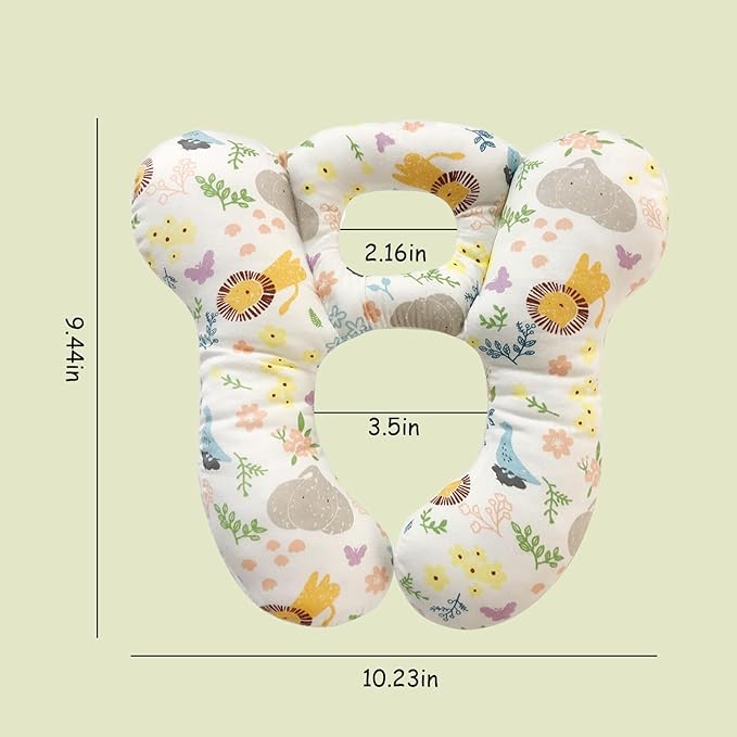 Baby Travel Pillow, Infant Kid's Cushion Soft and Skin Friendly for Car Seat, Pushchair and Stroller (White Animal Flower)