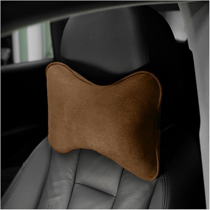 Car Headrest Pillow, Soft Comfortable Breathable Memory Foam Ergonomic Design Automotive Neck Pillow Cushion with Adjustable Strap for Neck Pain Pressure Relief, Universal Fit（Brown）
