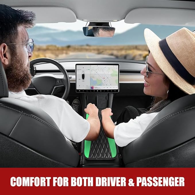 Car Center Console Cushion Pad, Armrest Cover for Car, Leather Waterproof Armrest Seat Box Cover, Auto Accessories Comfortable Arm Rest Box Cushion Pad for Most Vehicles (Green)