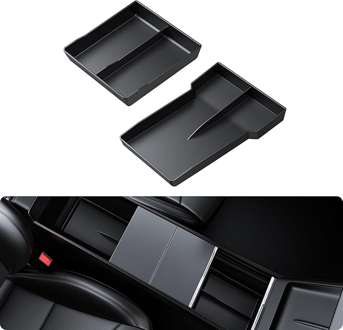 BASENOR 2026-2024 Tesla Model 3 Highland Lower Center Console Organizer Tray, (Proprietary Design) TPE Bottom Console Storage Box Pad for Model 3 Refresh Interior Accessories