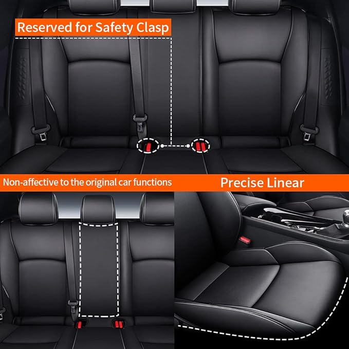 AOMSAZTO Car Seat Cover for Mazda 3 2019 2020 2021 2022 2023 2024 2025 2026 - Full Set Customized Black Faux Leather Seat Covers