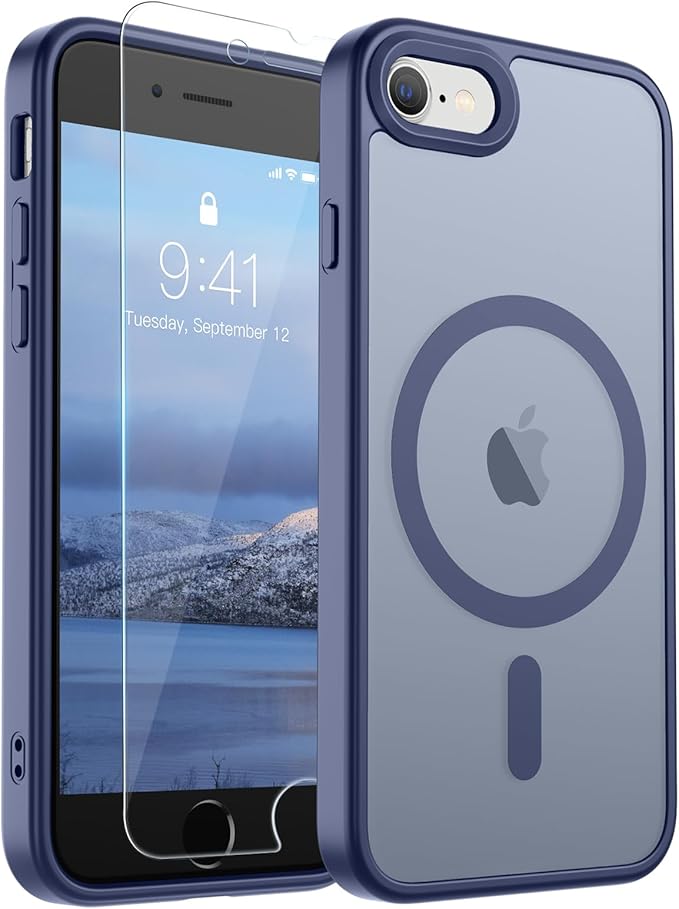 SUPFINE Magnetic for iPhone SE Case 2022 (3rd)/2020 (2nd), iPhone 8 Case (Compatible with MagSafe) (Military Grade Drop Protection) Slim Translucent Matte Phone Case,Lavender Gray