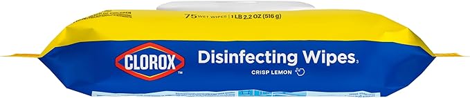 Clorox Disinfecting Cleaning Wipes Flex Pack, Bleach Free, Crisp Lemon, 75 Count (Pack May vary)