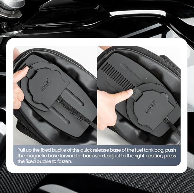 Loboo Motorcycle Tank Bag Expandable Motorcycle Bag, Magnetic Suction Quick Release ，Compatible With CFMOTO 400GT 250CL-X 450SR 450NK (BTB15, Tank Bag Base Adapter 601)