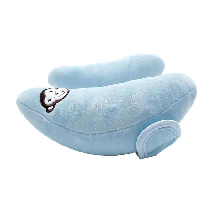 Adjustable Baby Head Neck Support, Portable Toddler Travel Pillow for Car Seat Stroller, Banana Travel Headrest Pillow for Infant, Offers Protection Safety for Kids, Blue