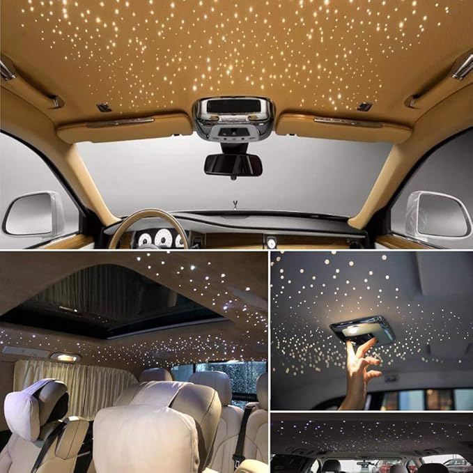 AKEPO 16W Fiber Optic Starlights Headliner Kit 300 Strands 0.03in 6.5ft/2m, Bluetooth APP Control+Music Activated Optical Fiber Light Kit for Car/Truck/Home Use