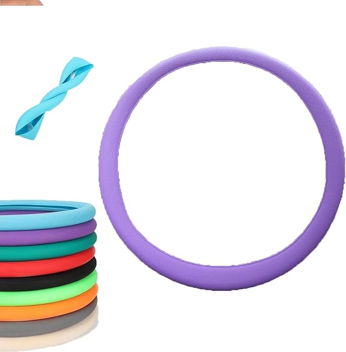 Car Steering Wheel Protective Cover, Silicone Steering Wheel Cover Grip, Cool Non-Slip Thin Steering Wheel Protector, Stretchy, Silent, Fits 13/14/15/16 inch Wheels (Purple)