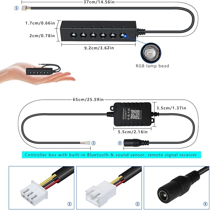 AKEPO 3.2W 6-Hole RGB Colorful Starlight Headliner Kit, APP Control 9.8ft 240pcs*0.75mm/0.03in Optical Fiber Mixed Color Chasing Sound Activated Fiber Optic Lights