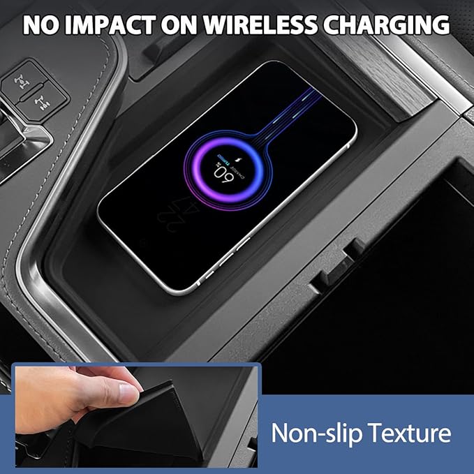 3PCS Center Console Organizer Compatible with Lexus GX 550 2024 2025, Silicone Cup Holder Insert + Cool Box Organizer + Wireless Charging Protective Mat for GX550 Accessories