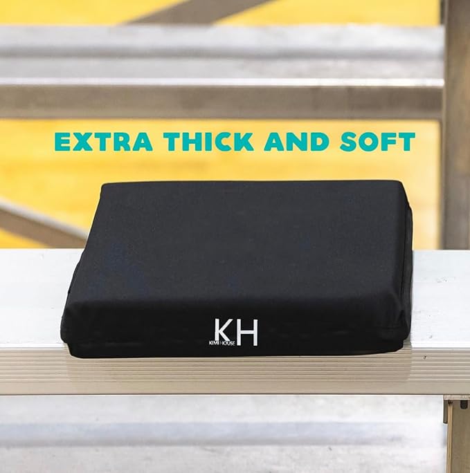 Black Stadium Seat Cushion 2 Pack, Boat Canoe Kayak Seat Cushion, Bleacher Seat Cushion, Portable and Extra Thick Cushion for Any Outdoor Events
