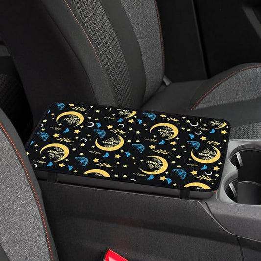 1pc Center Console Armrest Cover Pad 12.6x7.5 inch Moon Star Neoprene Car Armrest Cushion Waterproof Armrests Seat Box Cover Protector for Universal Cars Vehicles SUVs