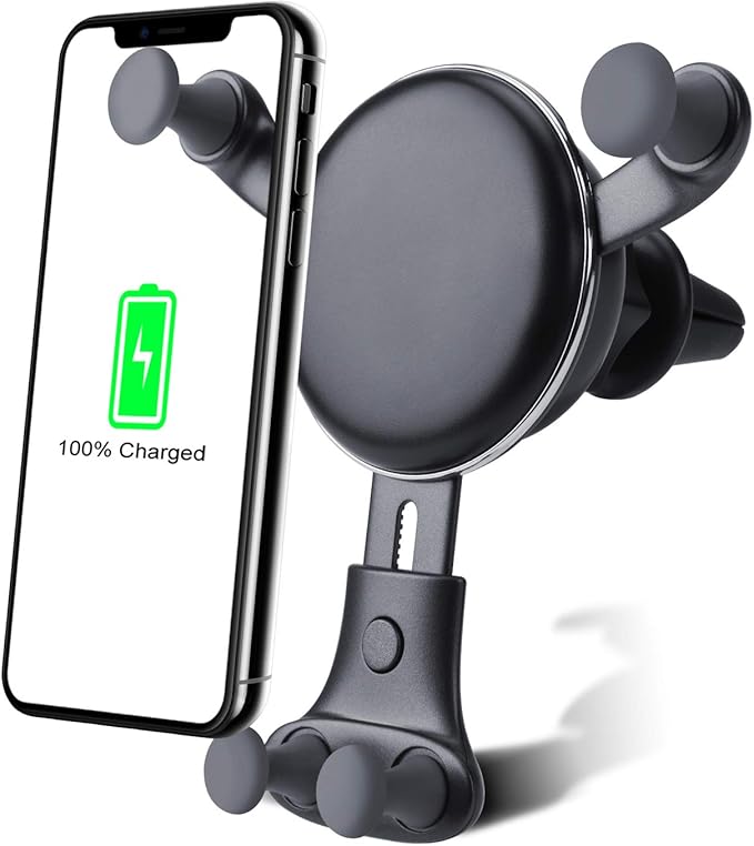 Wireless car Charger Mount-Adjustable Bracket-Gravity System-Fast Charging