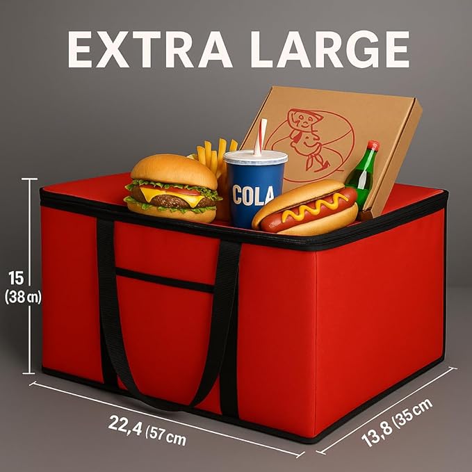 musbus 5 PACK RED extra large XXXL Insulated Food Delivery Bag Cooler Bags Keep Food Warm Catering Therma for doordash Catering Cooler Bags Keep Food Warm Catering Therma Catering Shopper hot XXXL