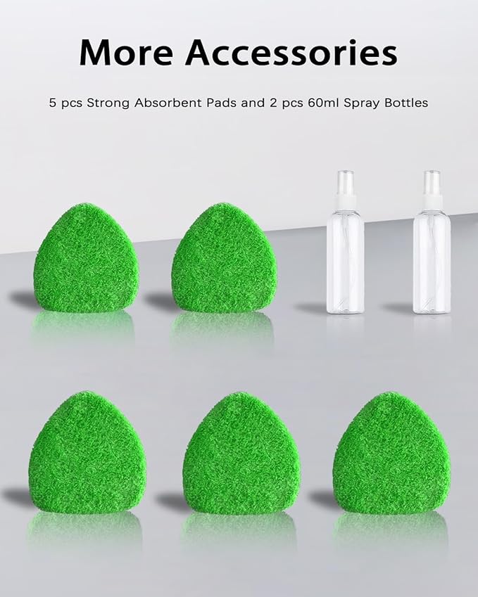 25.5” Windshield Cleaner Tool, Longer & Strong Absorbent Car Window Cleaner with 5 pcs Washable Pads and 2 pcs Spray Bottles for Car and Home Window, Green