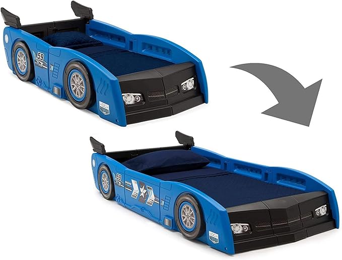Delta Children Grand Prix Race Car Toddler-to-Twin Bed, Blue