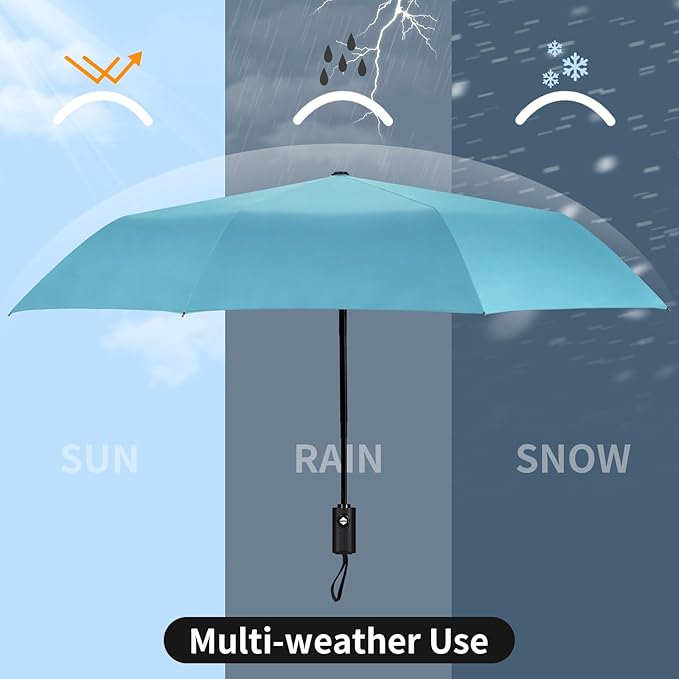 Yoobure Windproof Travel Umbrella - Automatic Umbrellas for Rain, Compact Folding Umbrella with UV Protection, Lightweight Portable Design for Backpack/Walking/Car, Sun & Storm Ready