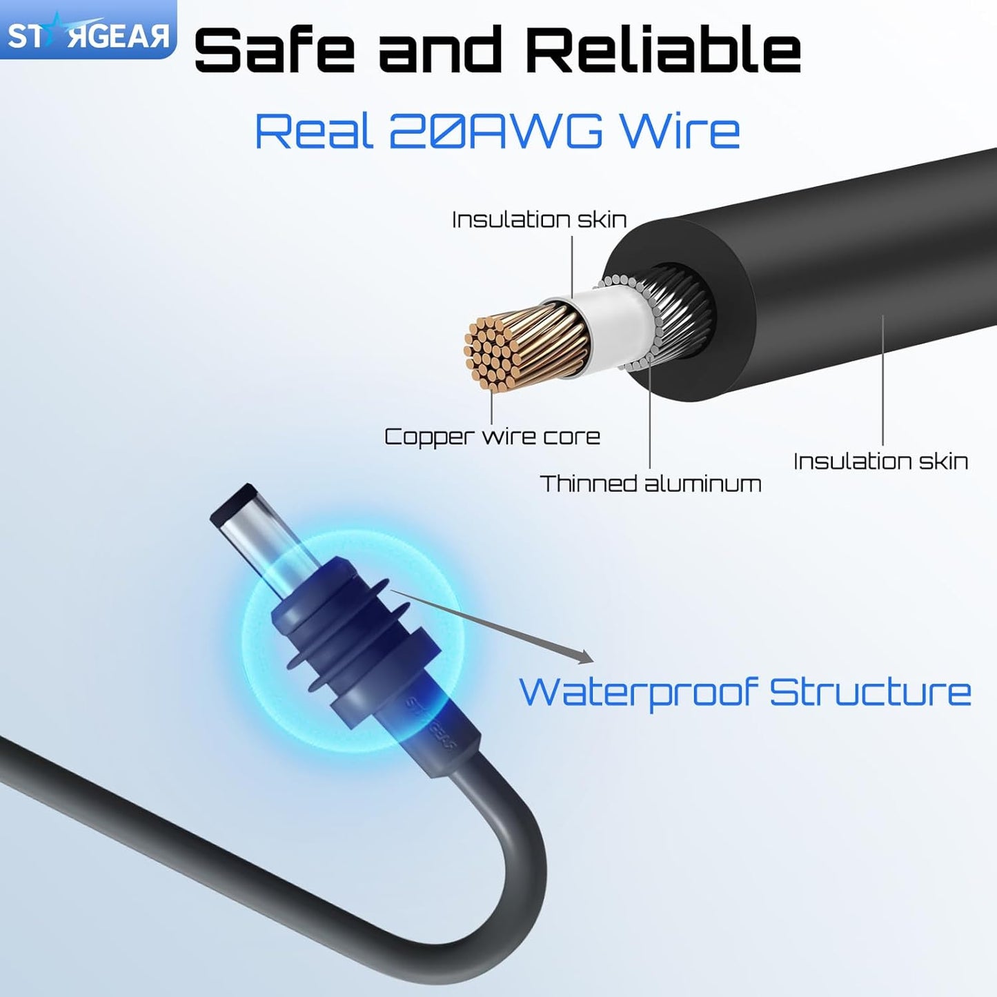 Starlink Mini Cable 32.8FT, 20AWG Replacement Starlink DC Power Cable Starlink Mini Accessories, Starlink Power Cord Outdoor