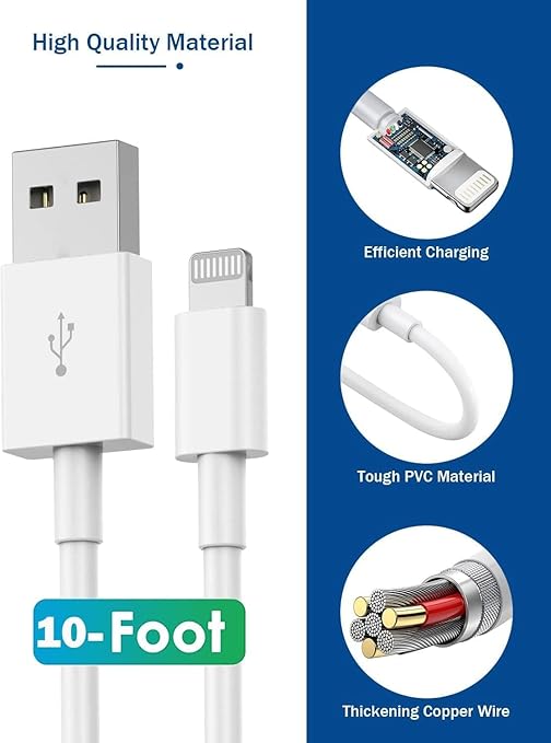 10FT iPhone Charger,[Apple MFi Certified]2Pack i Phone Charger Fast Charging 10FT Extra Long Lightning Cable Cord USB Wall Chargers Adapter Block Plug for iPhone 14 Pro/14/13/12/11 Pro Max/XS/XR/X/SE