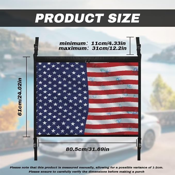 American Butterfly Flag Car Roof Storage Bag Hanging Car Storage Bag Premium Car Seat Organizer Inner Car Accessories Compatible with Most Vehicles