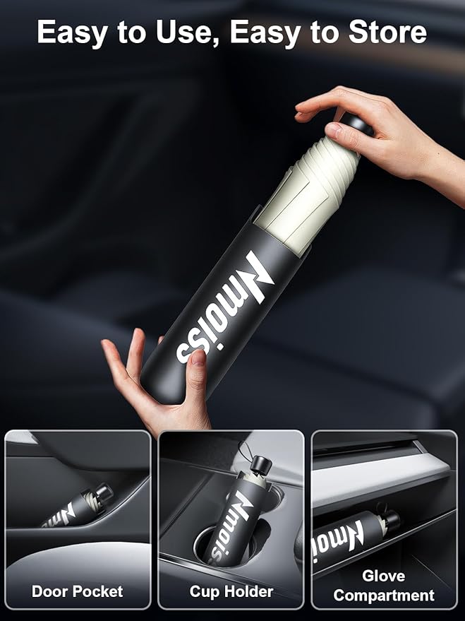 Upgraded Nmoiss Windshield Sun Shade Umbrella [Ice Rib] High Speed Cooling 99% UV Blocking Protects Car from Sun and Heat Damage, Keeps Cool and Protects Interior Medium (56" L x 31" W)