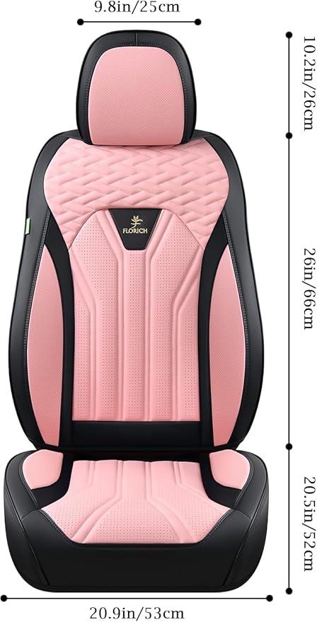 FLORICH Leather Seat Covers Pink Car Seat Covers Full Set Car Seat Protectors 5 Seats Driver Seat Covers Fit for Most Cars Trucks SUV