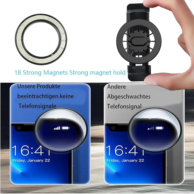 ICAILIN Round Air Vent Car Phone Mount, for Mercedes Benz (A/B/C/E/S-Class) & Jeep Wrangler (2007-2025 JL/JK/4XE/Gladiator), Compatible with MagSafe 20 Pieces of N52 Super Strong Magnets