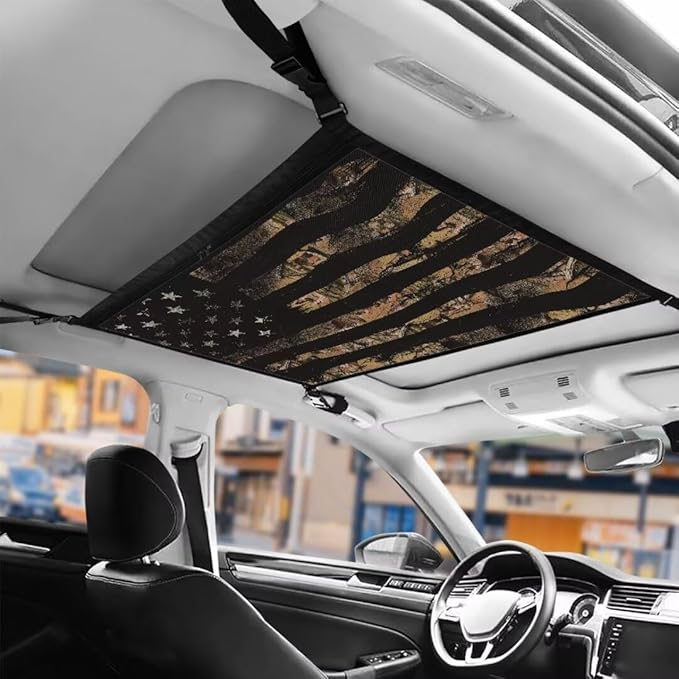 American Flag Print Car Roof Storage Bag Car Organizer for Car Seat Premium Car Seat Organizer One Size Car Travel Accessories Suitable for Cars, SUVs
