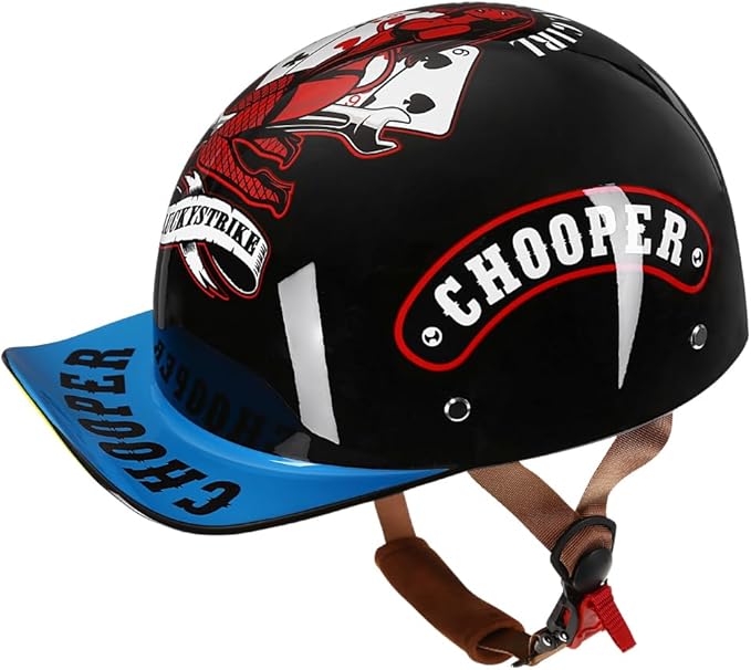 Vintage Retro Open Face Motorcycle Helmet Baseball Cap Half Helmets with pull-down Lens for Men Women Moped Cap Jet Scooter Street Cruiser - DOT Certified (Witch,X-Large)