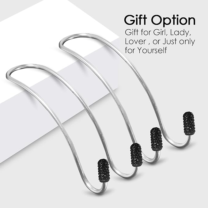 Guoord 【2024 Upgraded】 Car Headrest Hooks Decorations, 2 Pcs Bling Purse Hook Hangers, Auto Hooks Car Hangers and Durable Backseat Holder, Storage Universal for SUV Truck Vehicle (Black)