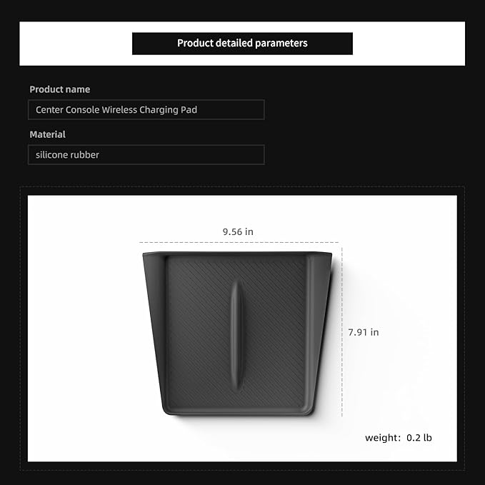 LUCKEASY for 2026 2025 Tesla Model Y Juniper New Center Console Wireless Charging Pad Non-Slip Silicone Mat Wireless Charger Mat for Model Y Accessories Black