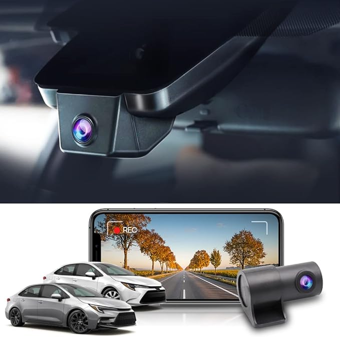 Fitcamx Front 2K+Rear 1080P Dash Cam Adapts for Toyota Corolla 2023-2026 Sedan Hybrid Hatchback, OEM Style, Dual HD Video, Built-in WiFi & APP, Loop Recording, G-Sensor, Easy to Set, 64GB Card