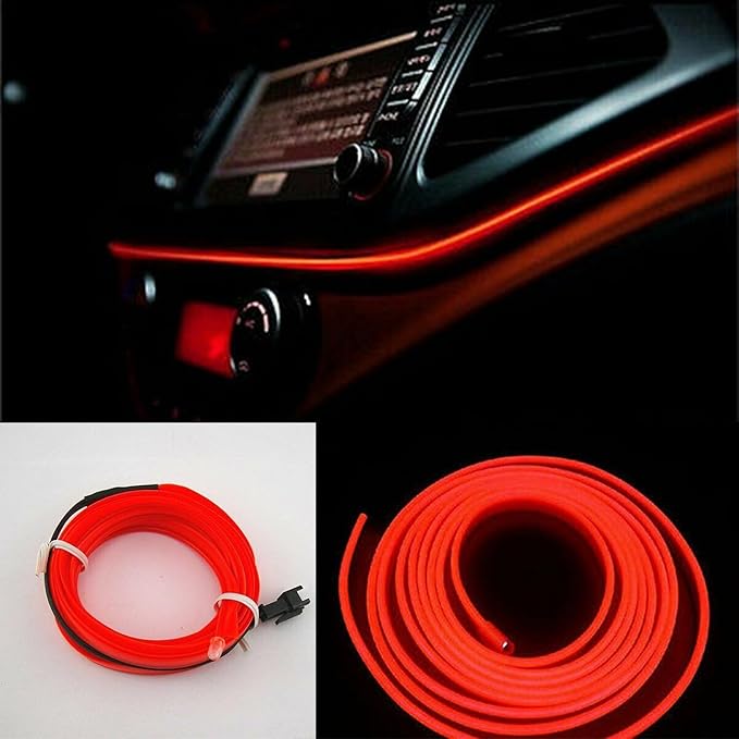 Riloer El Wire Lights for Car, Interior Neon Lights Strip Car LED Strip Light Interior for Car Garden Party Decoration, Car Ambient Lighting Kits, 3m/9.8ft Blue LED
