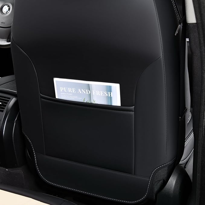 FLORICH Seat Covers for Cars, Waterproof Seat Covers, Leather Car Seat Covers 2 Pack, Universal Seat Cushion Protector for Most Cars Trucks SUV-Black&Beige
