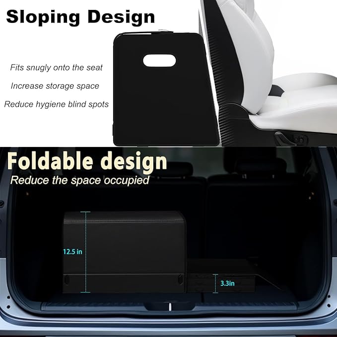 XDV Trunk Organizers, Car Organizers, Storage Solutions, and Car Storage Organizers for SUVs, Sedans, Back Seats, and Luxury Vehicles with Lid, Leather, Small, Large Car shoes box (Plain Black, M&L)