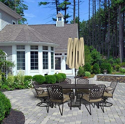 PHI VILLA 13ft Double-Sided Twin Outdoor Patio Umbrella Market Umbrella, Beige