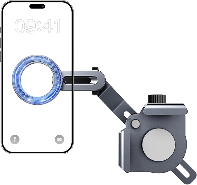 MagSafe Tesla Phone Mount for Model 3/Y/S/X/Cybertruck - Magnetic Car Phone Holder with N52 Magnet 360° Rotatable Alloy Stand Silicone Pad Screen Safe & Universal Fit Sky Grey