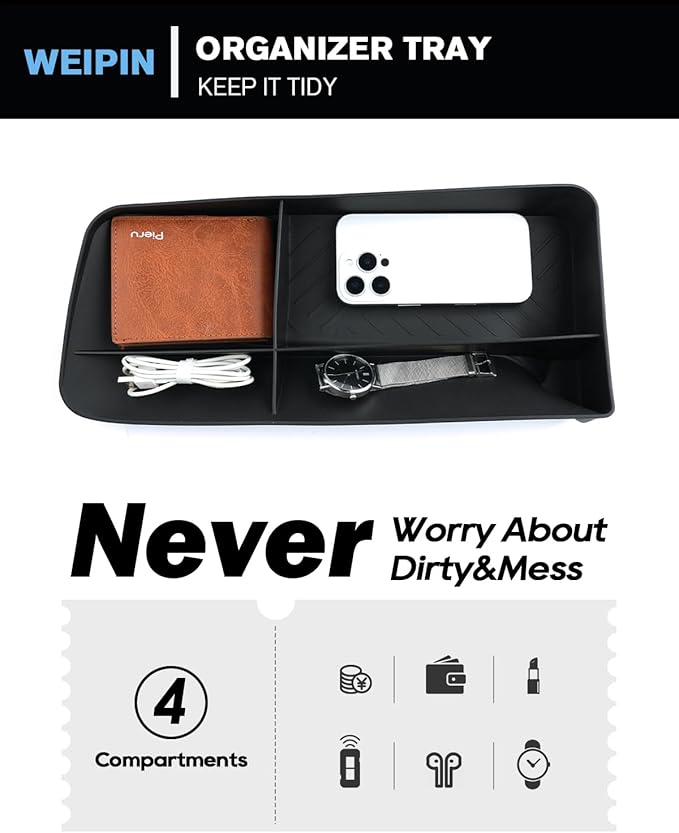 for Center Console Screen Organizer Tray TPE Materials Compatible with 2024-2026 L EXUS TX350/TX350h/TX450h+/TX500h