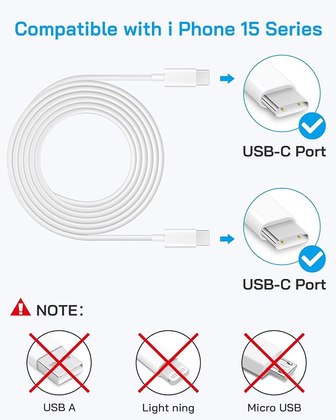 Brasag i Phone 17 16 15 Charger Fast Charging - 20W PD Fast Charger Block with 6Ft USB C Cable for i Phone 17/16/15 Series, i Pad Pro/Air/Mini, Galaxy S23, Pixel 8 & More (2-Pack)
