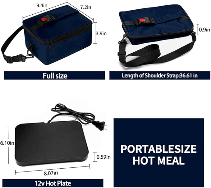 Portable Oven, 110V Portable Food Warmer Personal Portable Oven Mini Electric Heated Lunch Box for Reheating & Raw Food Cooking in Office, Travel, Potlucks and Home Kitchen (Navy Blue)