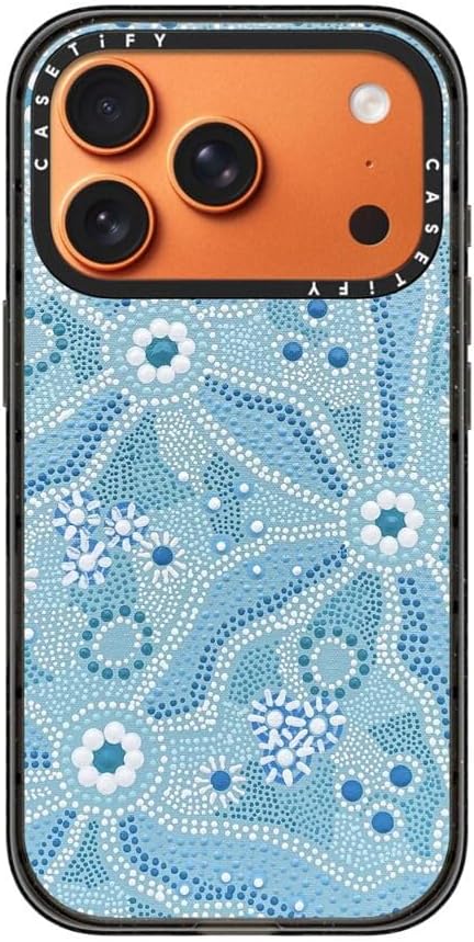 CASETiFY Impact iPhone 17 Pro Case [Slim/Compatible with Magsafe / 8.2 ft. 4X Military Grade Drop Protection] - Nadyung (Water) - Aboriginal Art - Clear Black