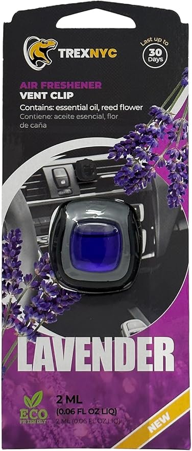 Car Air Fresheners Vent Clips, Essential Car Odor Eliminator, Perfect Scented Car Accessories, For Long Lasting Fragrance up to 30 days, 0.07 FL.OZ (Lavender, 1 Pack)